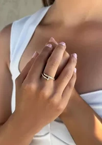 14k Yellow Gold Plated CZ Nail Ring