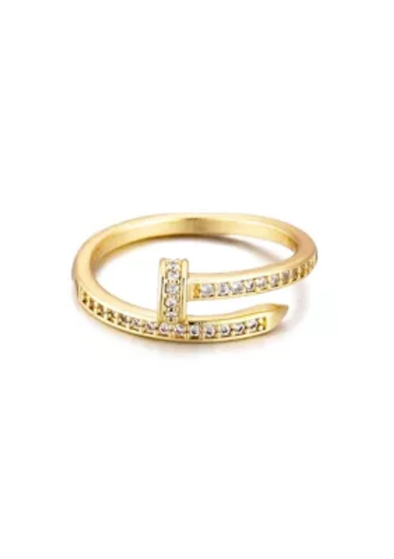 14k Yellow Gold Plated CZ Nail Ring