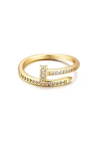 14k Yellow Gold Plated CZ Nail Ring