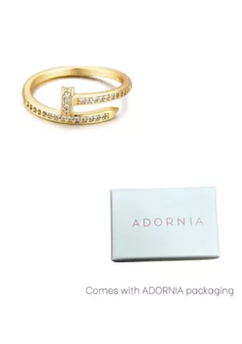 14k Yellow Gold Plated CZ Nail Ring