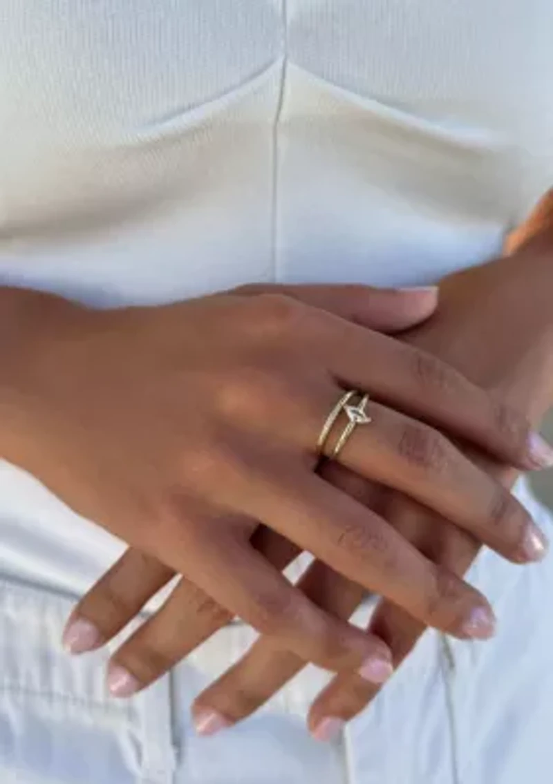 14k Gold Plated CZ Marquis Ring Set