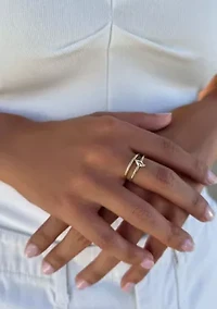 14k Gold Plated CZ Marquis Ring Set