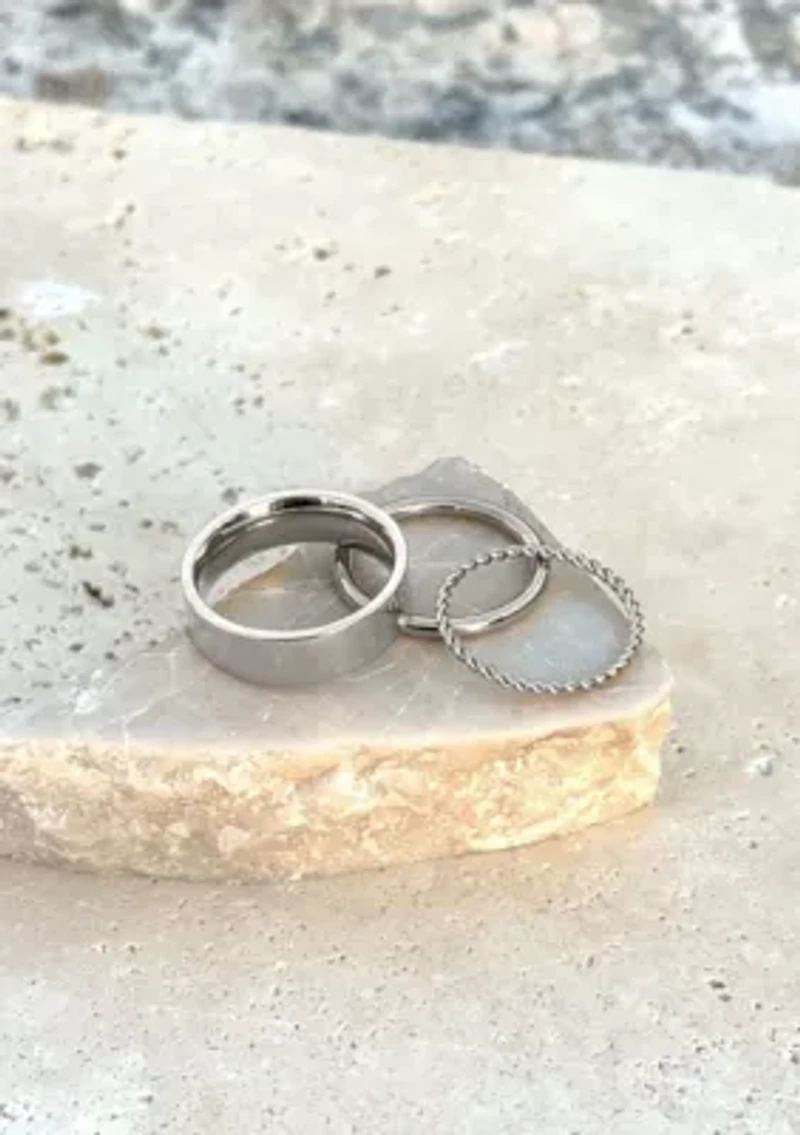 Tarnish Resistant Silver 3-Ring Set