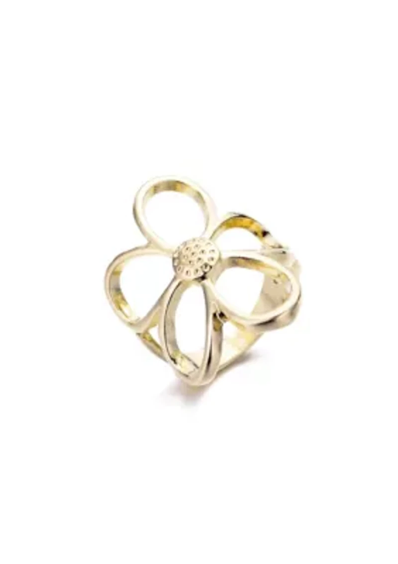 Gold Plated Flower Outline Ring