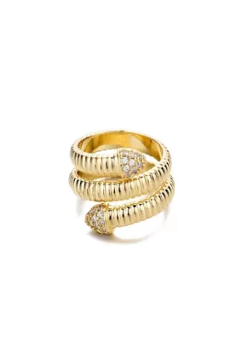14k Gold Plated Coil Wrap CZ Ring