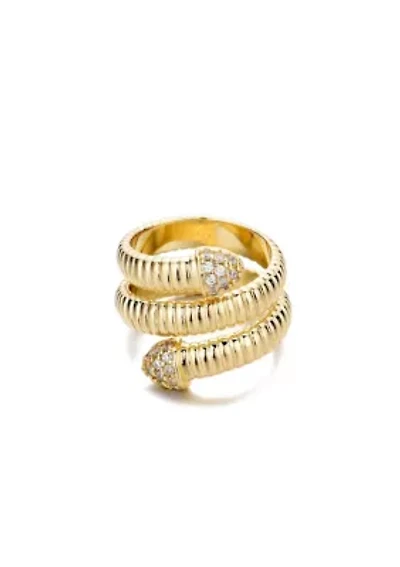 14k Gold Plated Coil Wrap CZ Ring