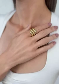 14k Gold Plated Coil Wrap CZ Ring