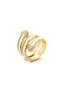 14k Gold Plated Coil Wrap CZ Ring