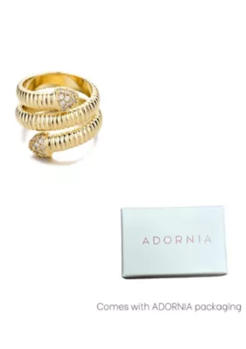 14k Gold Plated Coil Wrap CZ Ring