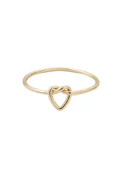 14k Gold Plated Heart Knot Ring