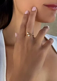 14k Gold Vermeil .925 Sterling Silver Adjustable Crystal Overlapping Ring Small