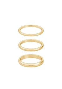 Tarnish Resistant 18k Gold Plated Stacking Band Set
