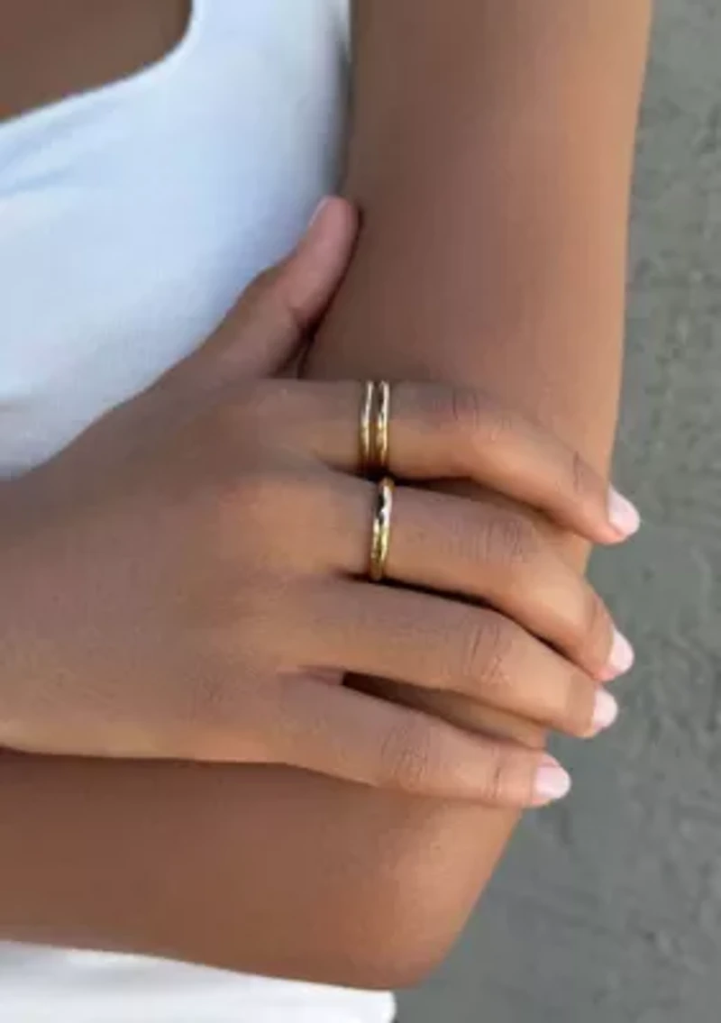 Tarnish Resistant 18k Gold Plated Stacking Band Set