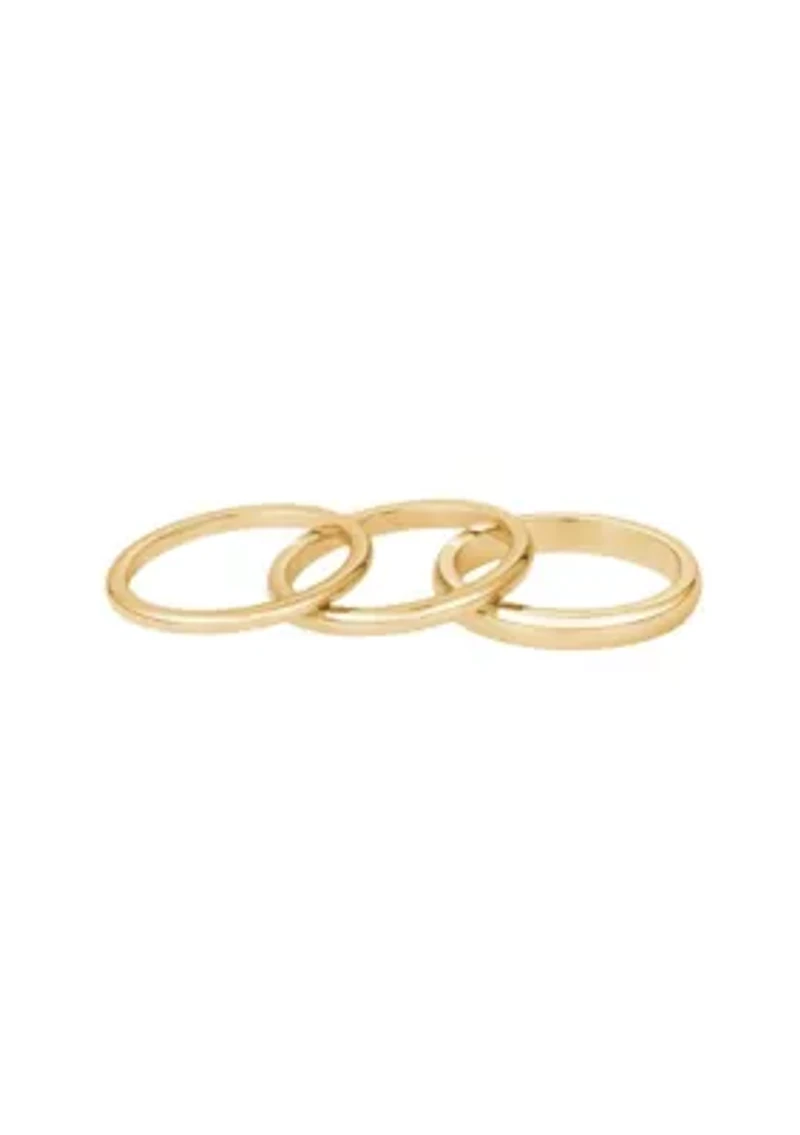 Tarnish Resistant 18k Gold Plated Stacking Band Set