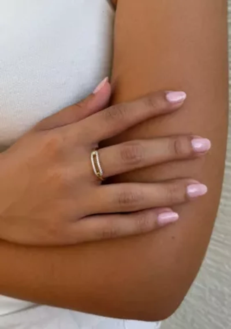 14k Gold Plated CZ Link Ring