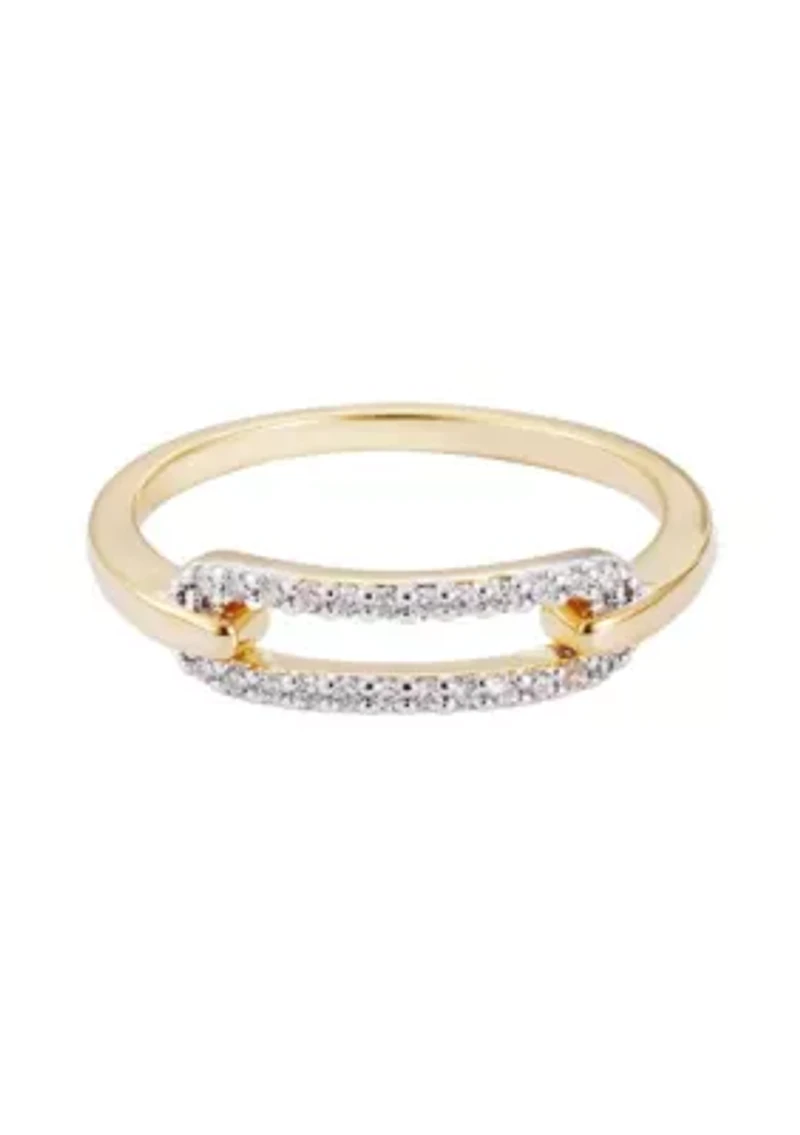 14k Gold Plated CZ Link Ring