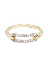 14k Gold Plated CZ Link Ring