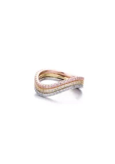 Tri-Color CZ Curved Eternity Band Nesting Set