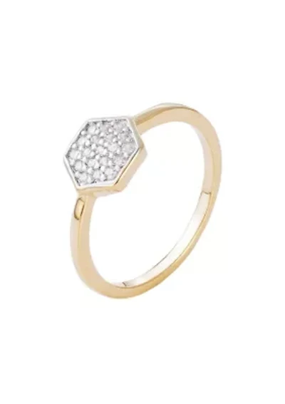 14k Gold Plated CZ Mini Hexagon Ring