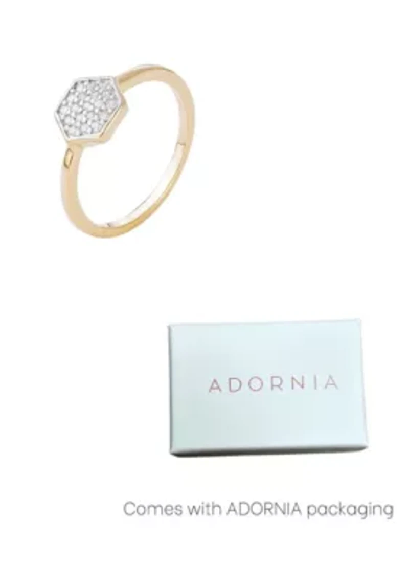 14k Gold Plated CZ Mini Hexagon Ring
