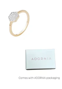 14k Gold Plated CZ Mini Hexagon Ring
