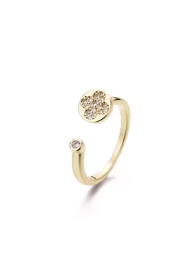 14k Gold Plated Open Bands CZ Clover Ring