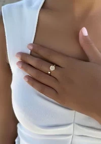 14k Gold Plated Open Bands CZ Clover Ring