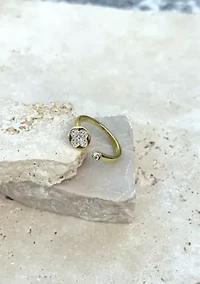 14k Gold Plated Open Bands CZ Clover Ring