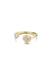 14k Gold Plated Open Bands CZ Clover Ring