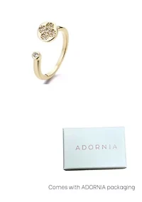 14k Gold Plated Open Bands CZ Clover Ring