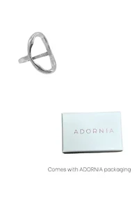 Silver Plated Open Hammered Oval Ring