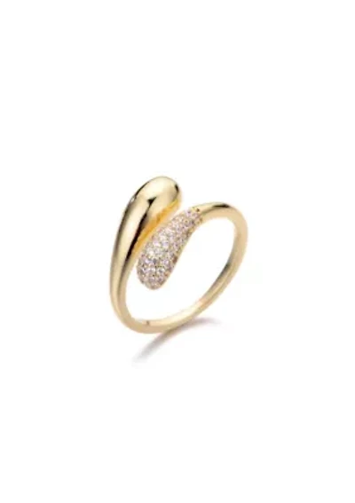 14k Gold Plated CZ Curved Bands Ring