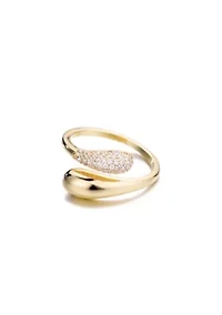 14k Gold Plated CZ Curved Bands Ring