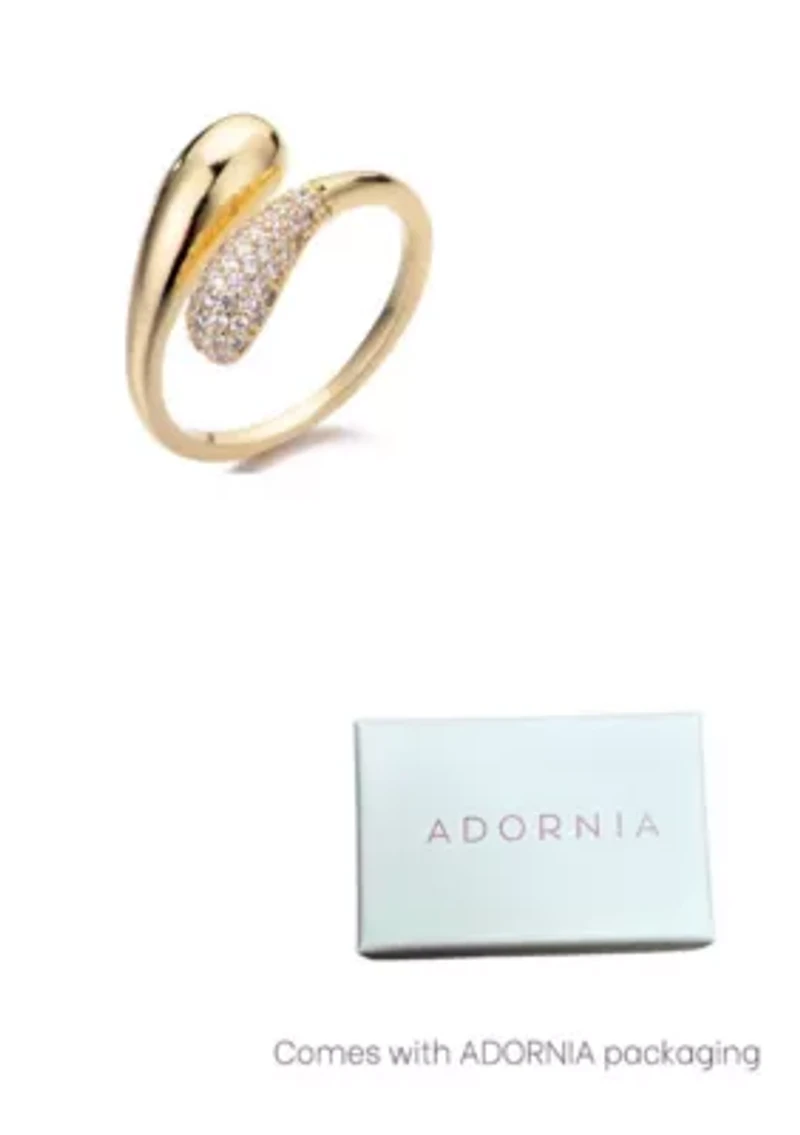 14k Gold Plated CZ Curved Bands Ring