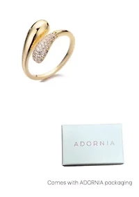 14k Gold Plated CZ Curved Bands Ring