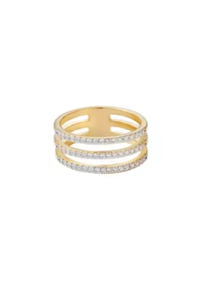 14k Gold Plated CZ Triple Band Ring