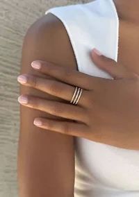 14k Gold Plated CZ Triple Band Ring