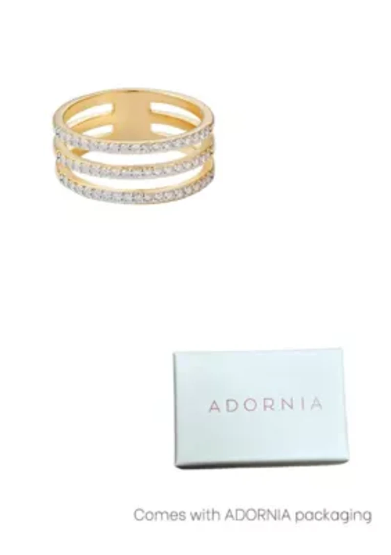 14k Gold Plated CZ Triple Band Ring