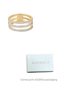 14k Gold Plated CZ Triple Band Ring