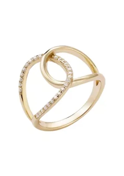 14k Gold Vermeil .925 Sterling Silver CZ Tall Infinity Ring