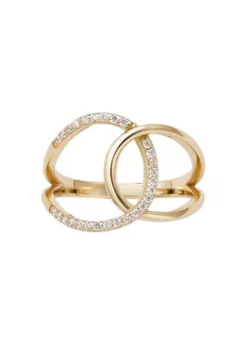 14k Gold Vermeil .925 Sterling Silver CZ Tall Infinity Ring