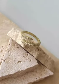 14k Gold Plated Overlapping CZ Pave Bands