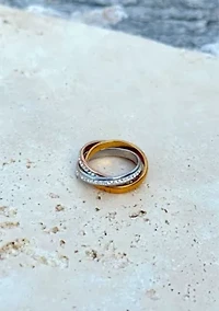Tarnish Resistant Two-Tone CZ Rolling Eternity Bands