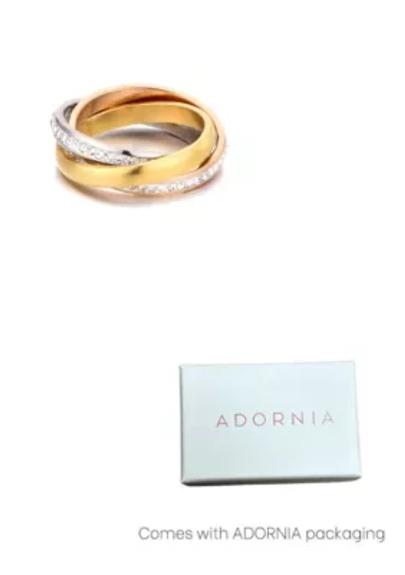 Tarnish Resistant Two-Tone CZ Rolling Eternity Bands