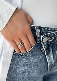 Tarnish Resistant Silver Plated Overlapping Chunky Bands Ring