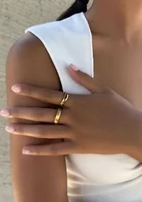 Tarnish Resistant 18k Gold Plated Nesting Curved Band Set