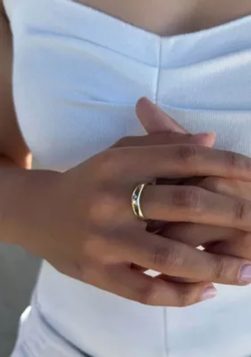 14k Gold Plated CZ Chubby Band Ring