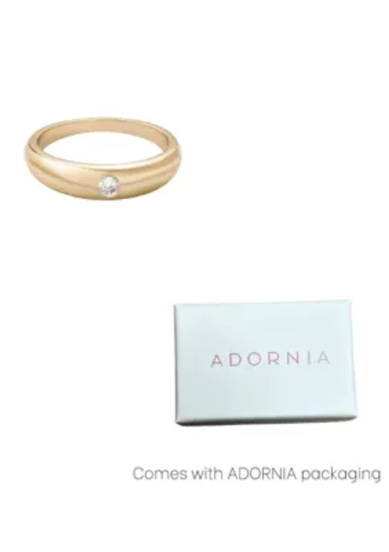 14k Gold Plated CZ Chubby Band Ring