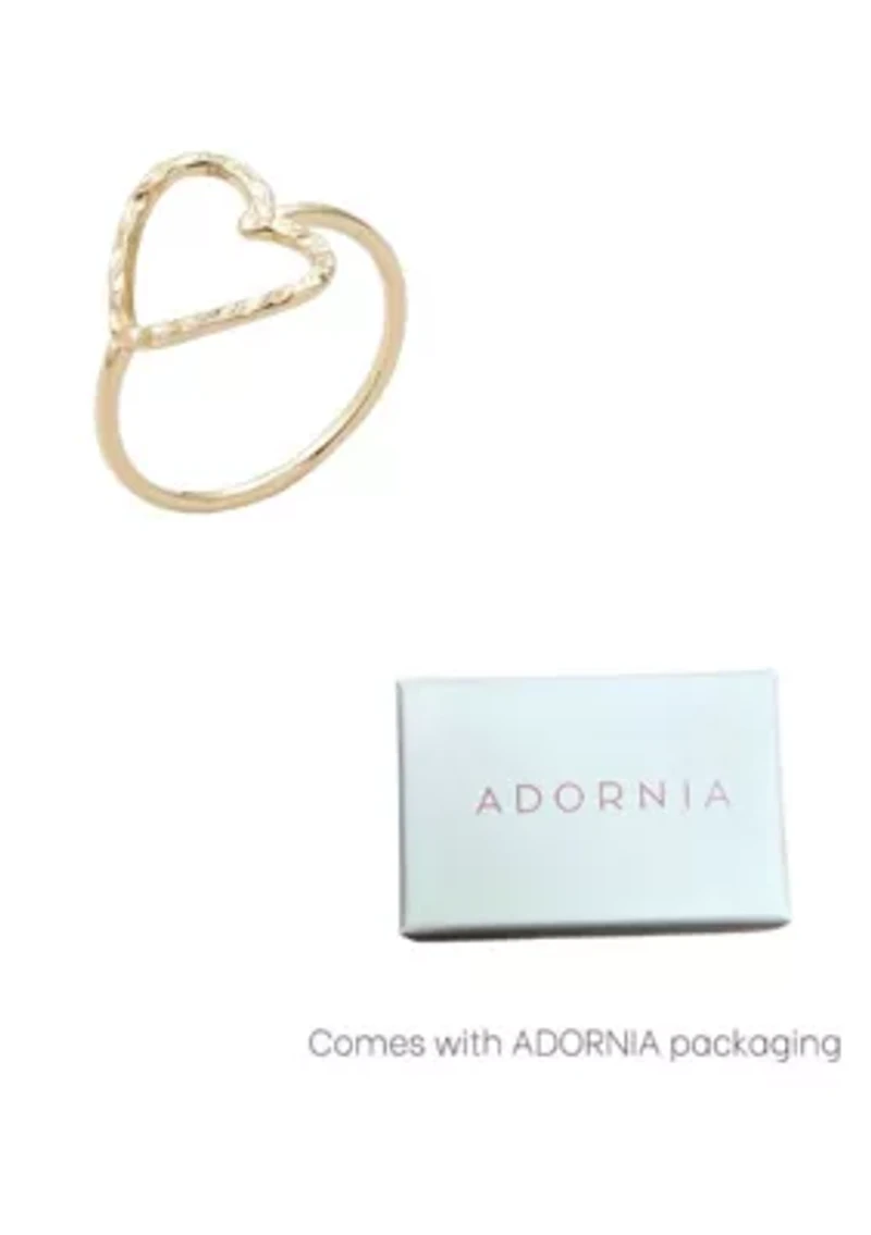 14k Gold Plated Hammered Open Heart Ring