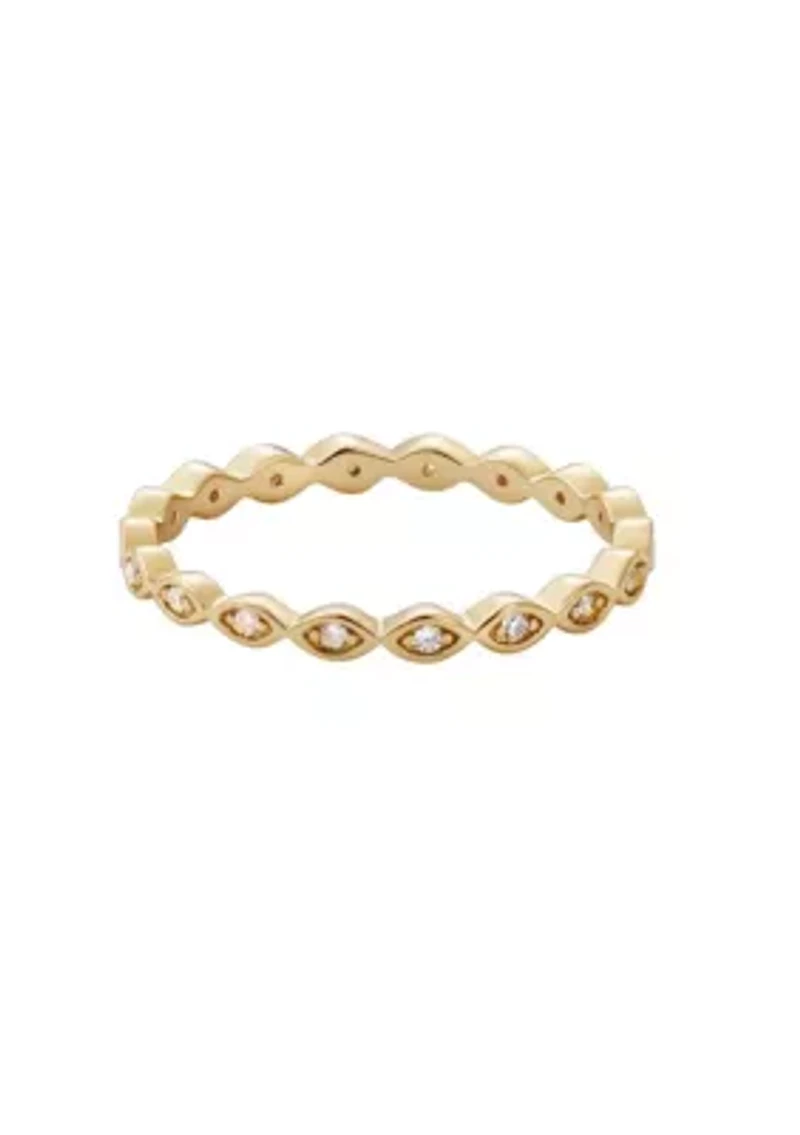 14k Gold Plated CZ Marquis Eternity Band Ring